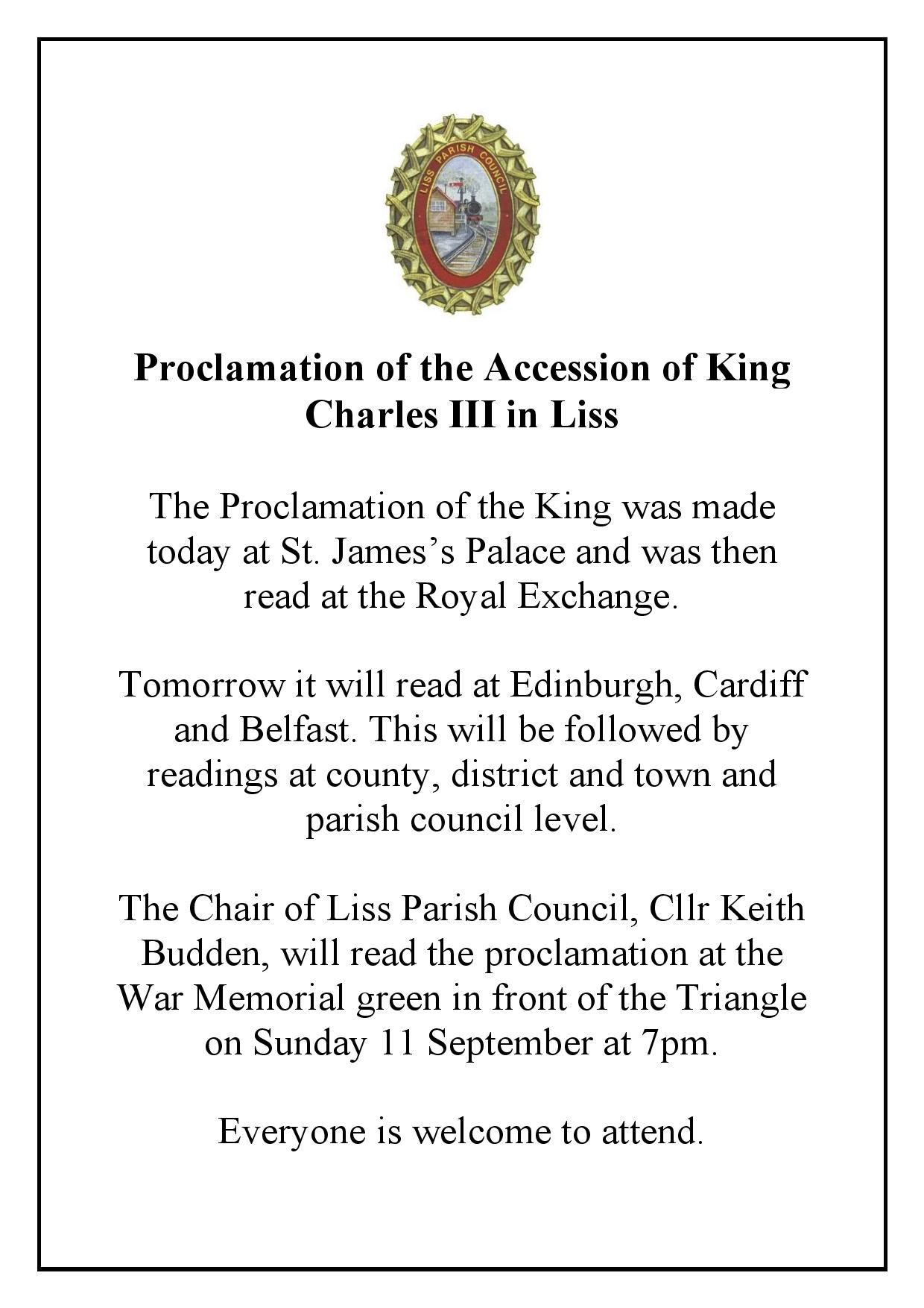 Proclamation of the King in Liss