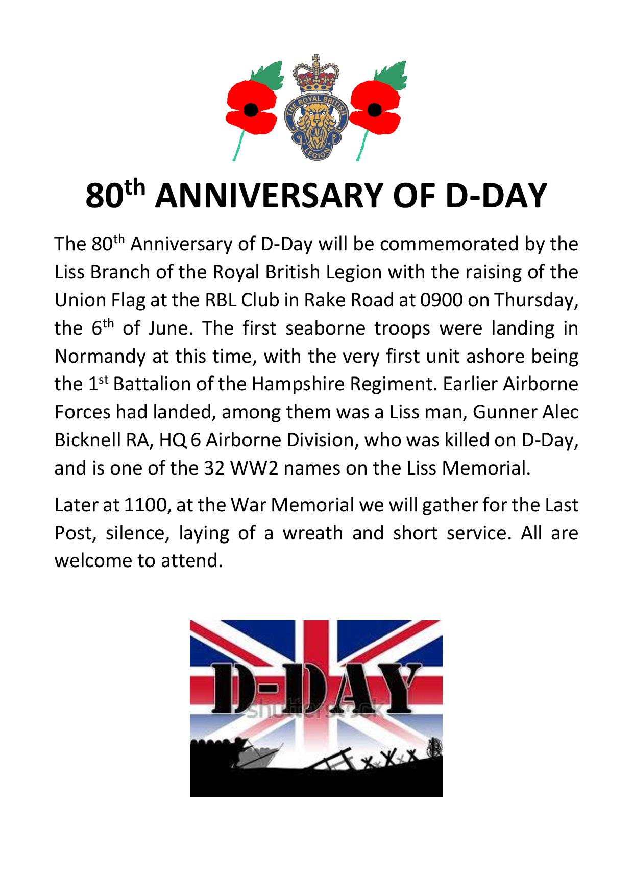 D-DAY CELEBRATIONS IN LISS 